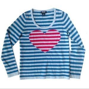 SONIA RIEKEL 100% CASHMERE SWEATER STRIPED HEART